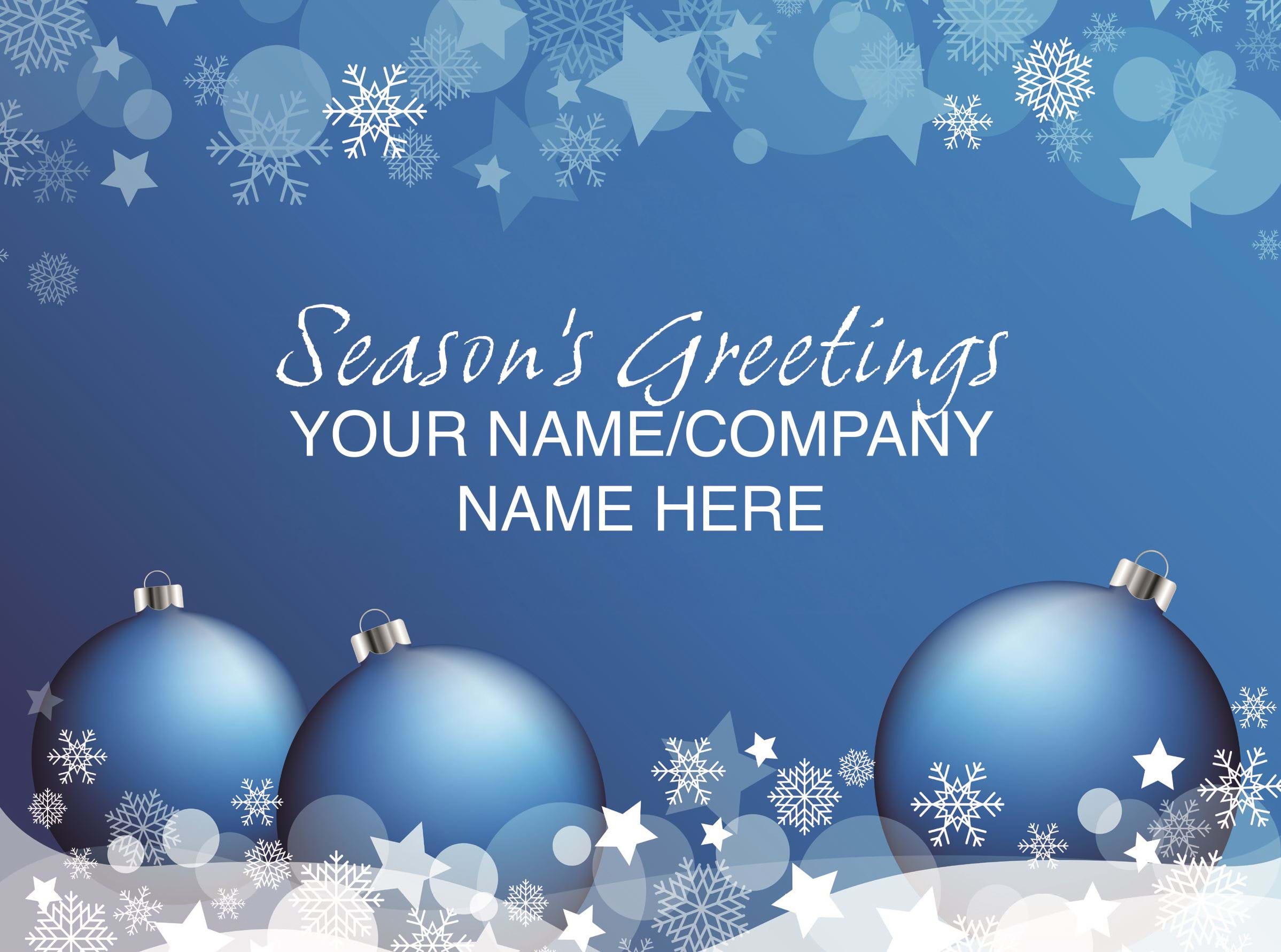Baubles in the Snow - Front Personalised Christmas Card