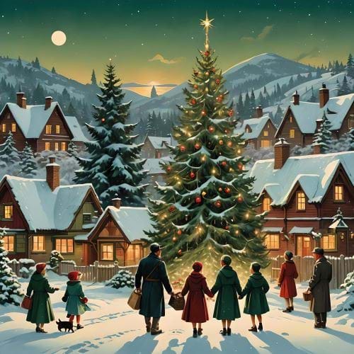 Gathering Around the Tree - Personalised Christmas Card