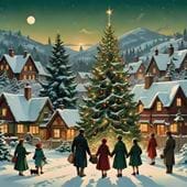 Gathering Around the Tree - Personalised Christmas Card