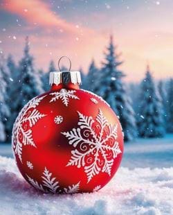 Single Red Bauble - Personalised Christmas Card