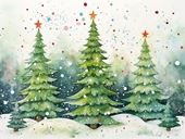 Snowy Christmas Trees - Personalised Christmas Card