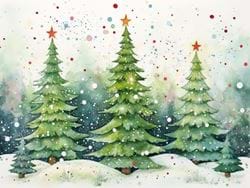 Snowy Christmas Trees - Personalised Christmas Card