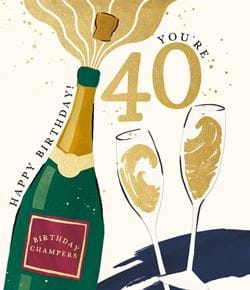 Champers 40th Birthday Card