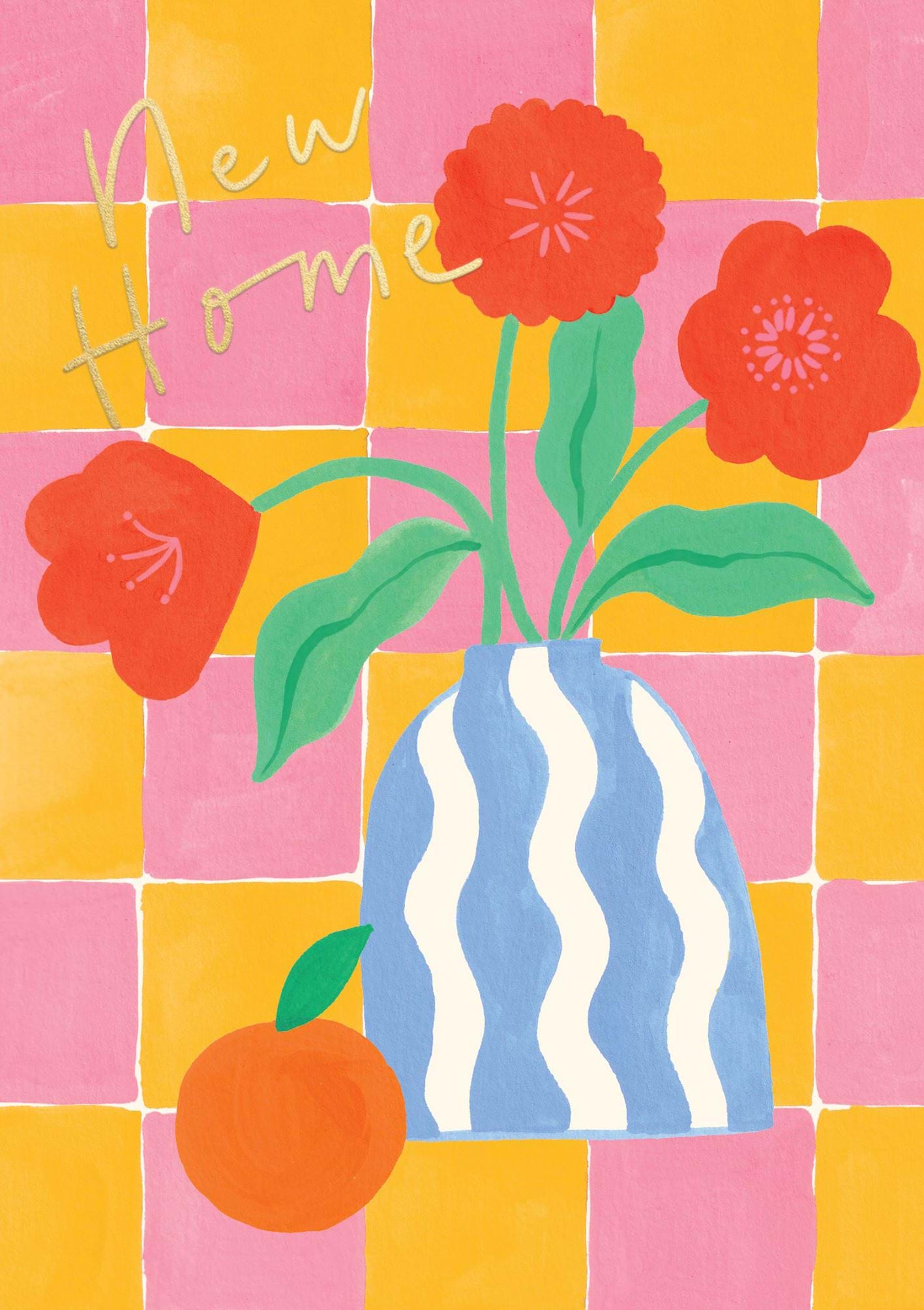 Red Flowers New Home Card