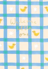 Blue Check Pattern New Baby Card