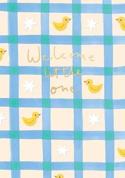 Blue Check Pattern New Baby Card