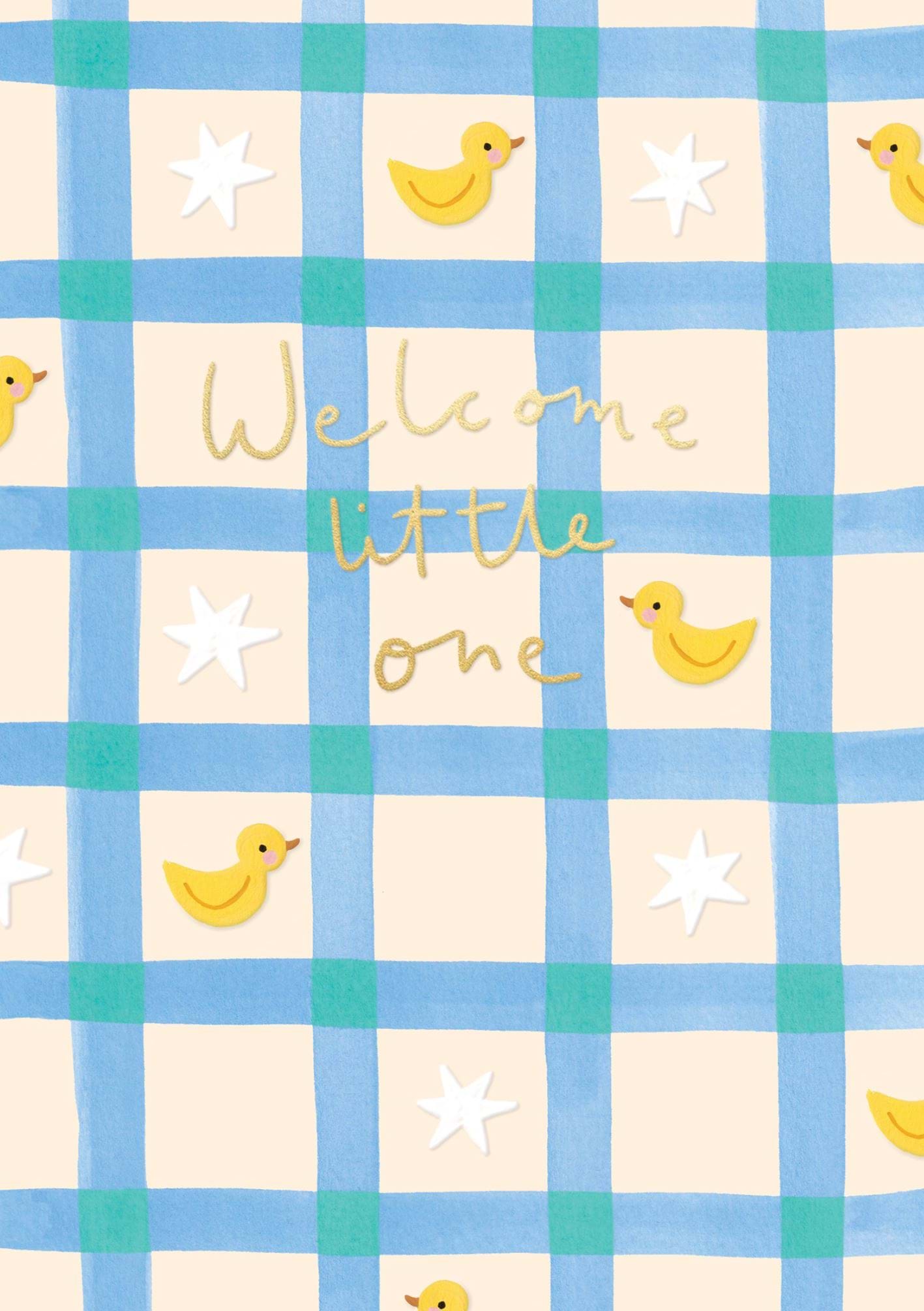 Blue Check Pattern New Baby Card