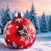 Single Red Bauble - Personalised Christmas Card