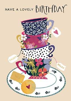 Tea Cups Birthday Card