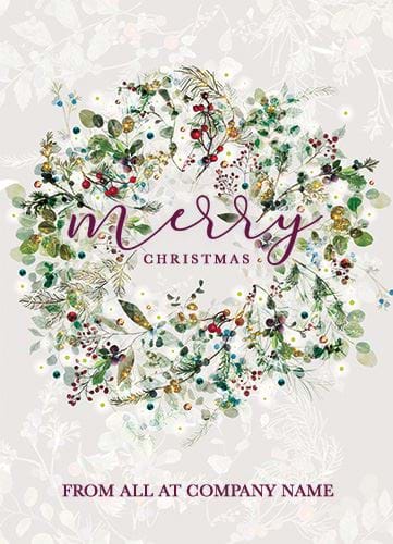 Elegant Wreath - Front Personalised Christmas Card
