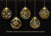 Golden Baubles - Front Personalised Christmas Card