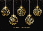 Golden Baubles - Personalised Christmas Card