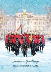 Horse Guards in the Snow - Front Personalised Christmas Card
