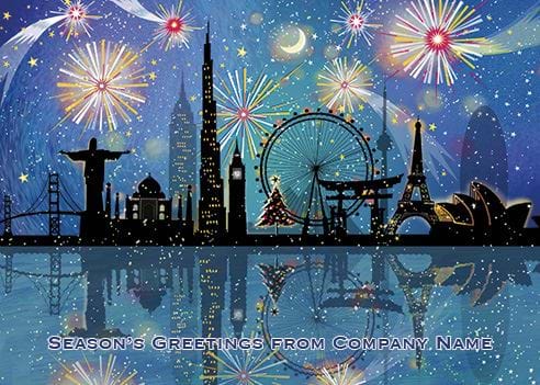 International Night Sky - Front Personalised Christmas Card