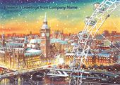 London Eye and Big Ben - Front Personalised Christmas Card