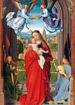 Madonna and Child with Four Angels - Personalised Christmas Card