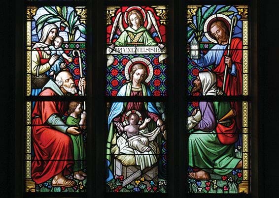 Nativity in Stained Glass - Personalised Christmas Card