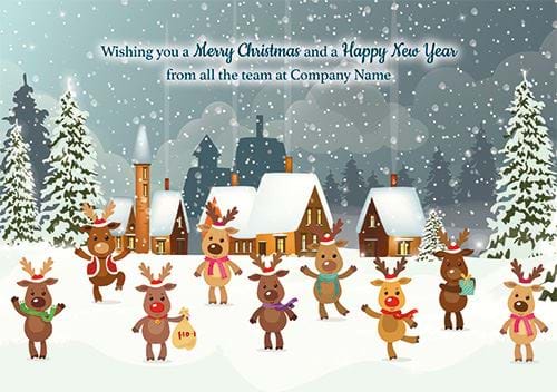 Teamwork Reindeer - Front Personalised Christmas Card