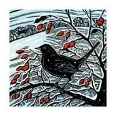 Blackbird and Berries Christmas Cards - Pack of 8