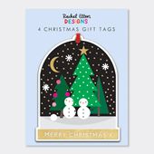 Snow Globe Christmas Gift Tags - 4 Tags
