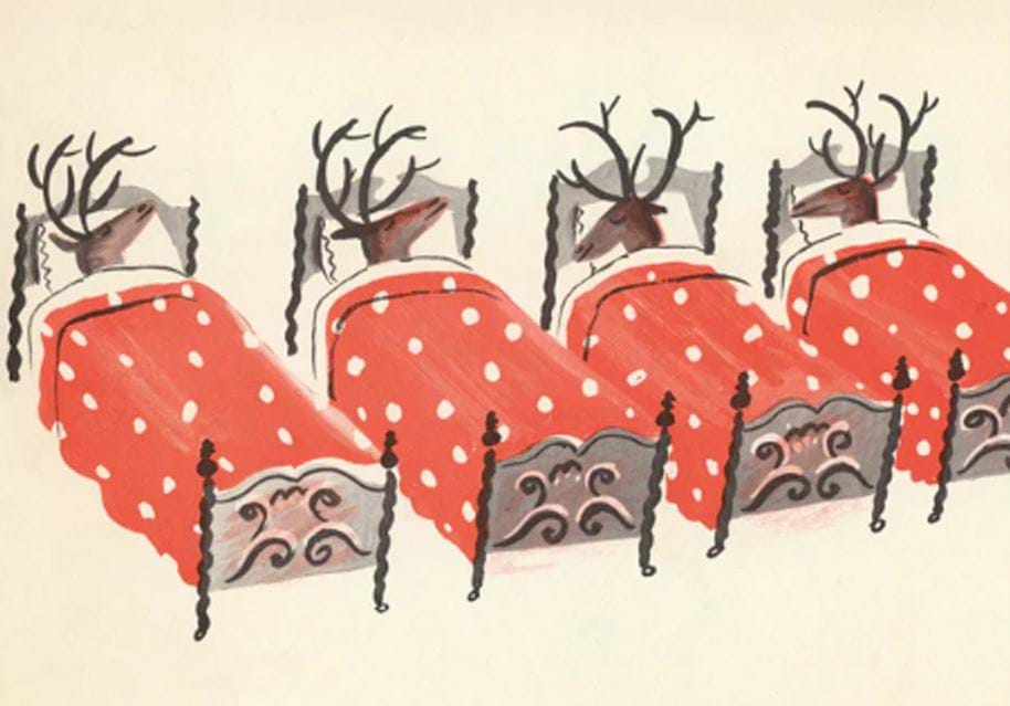 Sleeping Reindeer Christmas Cards - Pack of 10