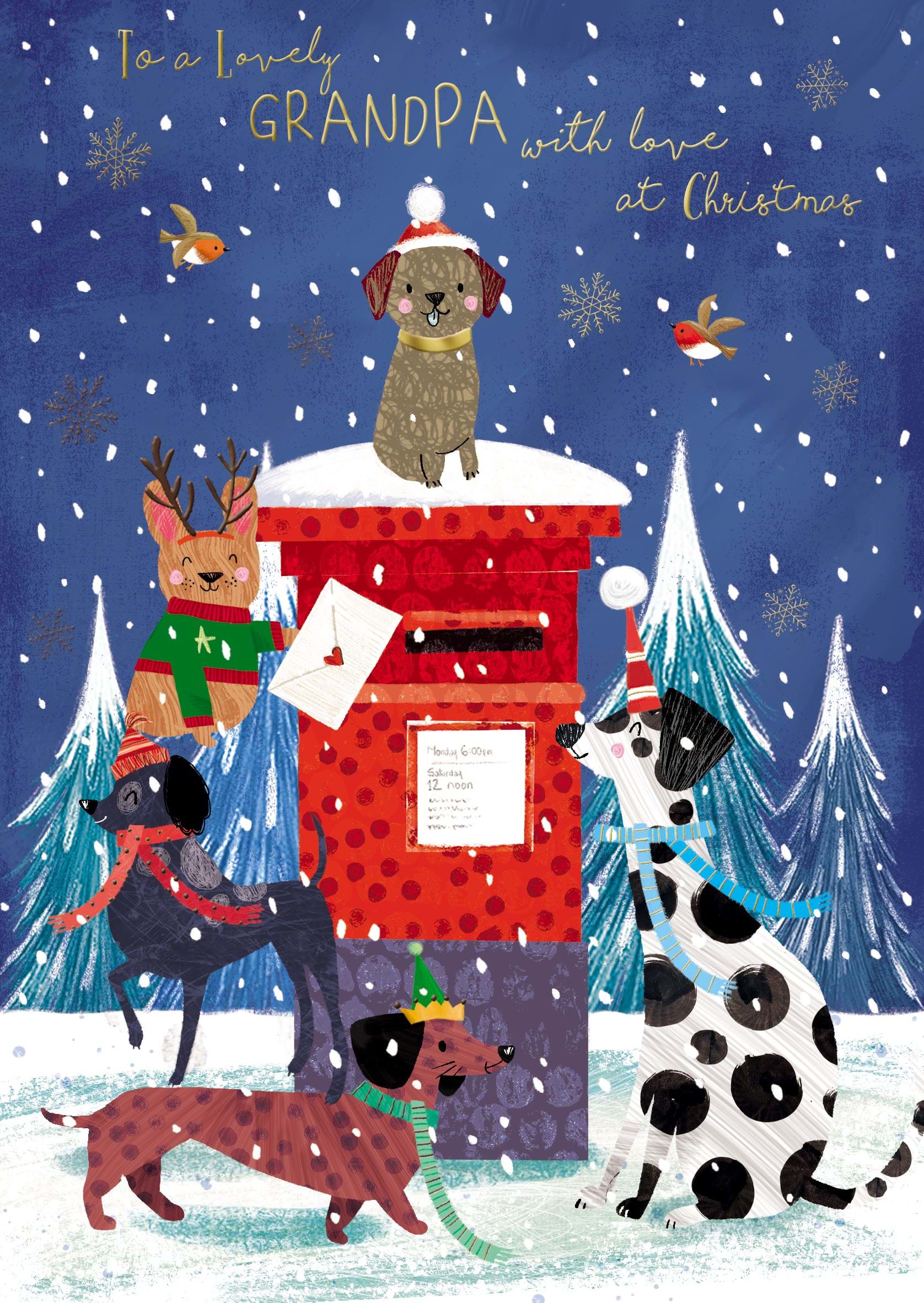 Festive Dogs Grandpa Christmas Card