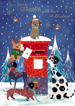 Festive Dogs Grandpa Christmas Card