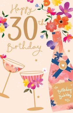 Bubbles 30th Birthday Card