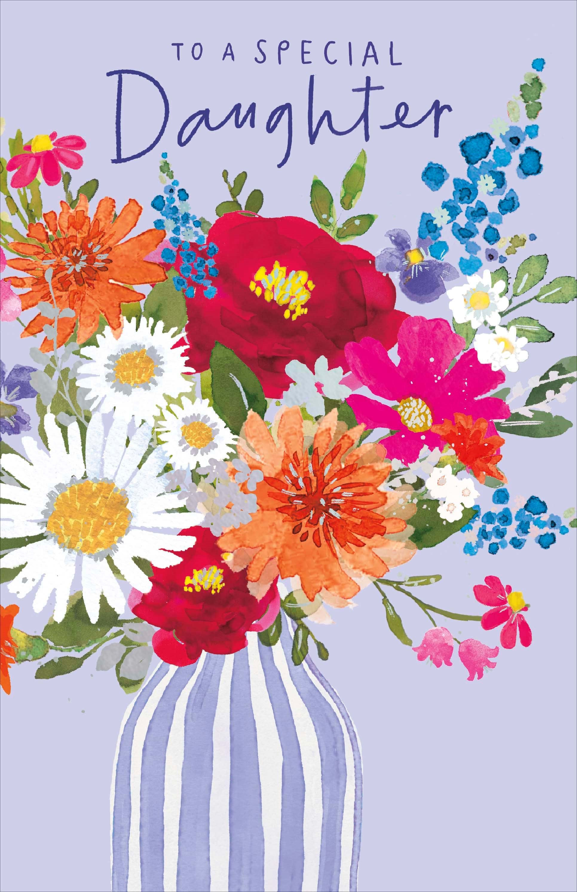 Vase of Flowers Daughter Birthday Card