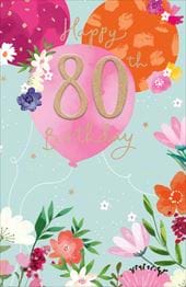 Balloons 80th Birthday Card