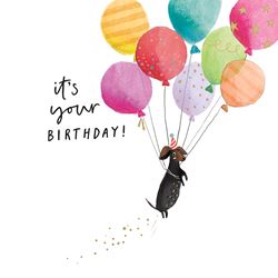 Dog Balloons Birthday Card