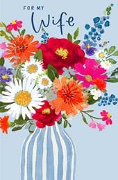Vase of Flowers Wife Birthday Card