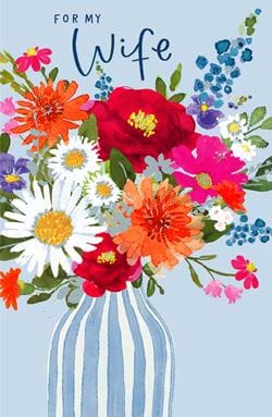 Vase of Flowers Wife Birthday Card