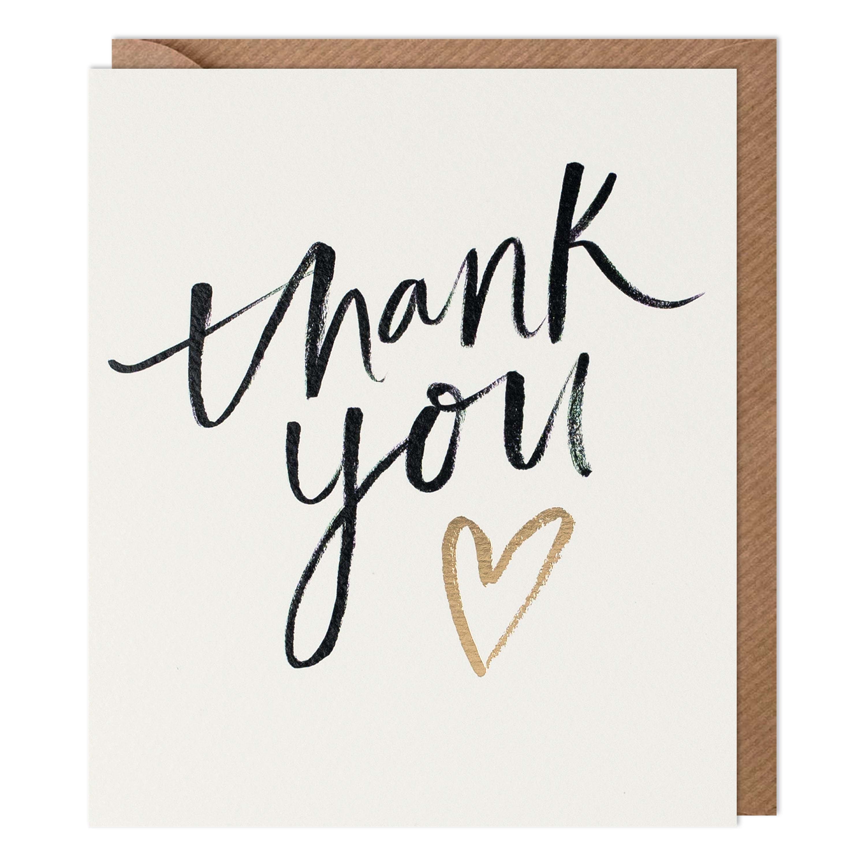 Gold Heart Thank you Card