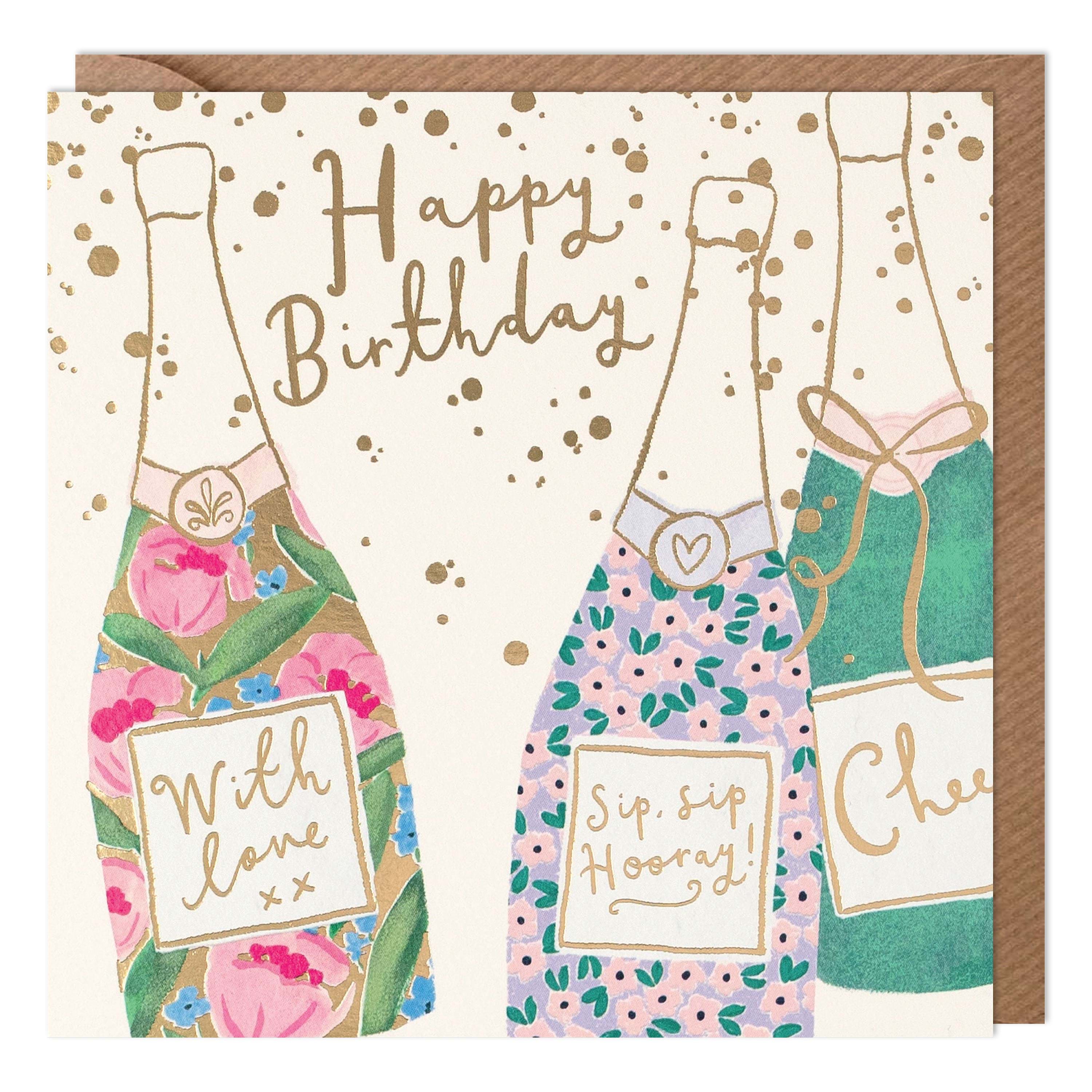 Champagne Sips Birthday Card