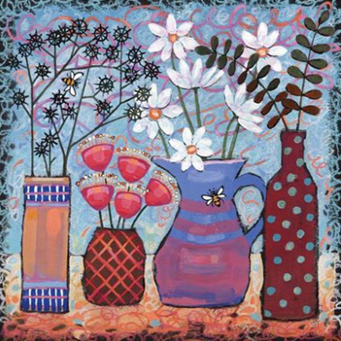 Floral Jugs Greeting Card