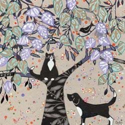 Black Cat and Dog Greeting Card