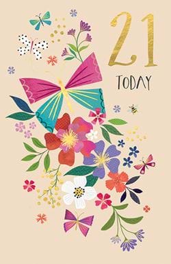 Floral 21st Birthday Card