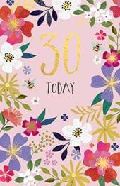 Floral 30th Birthday Card