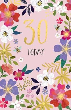Floral 30th Birthday Card
