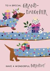 Sausage Dog Granddaughter Birthday Card