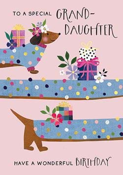 Sausage Dog Granddaughter Birthday Card
