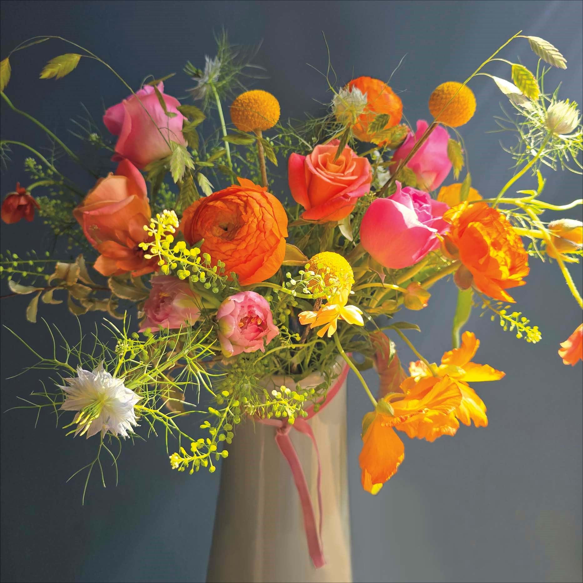 Orange and Pink Flowers Greeting Card