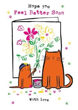 Painter Cats Get Well Soon Card
