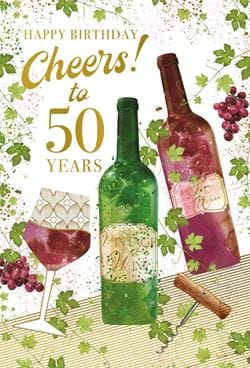 Red Wine 50th Birthday Card