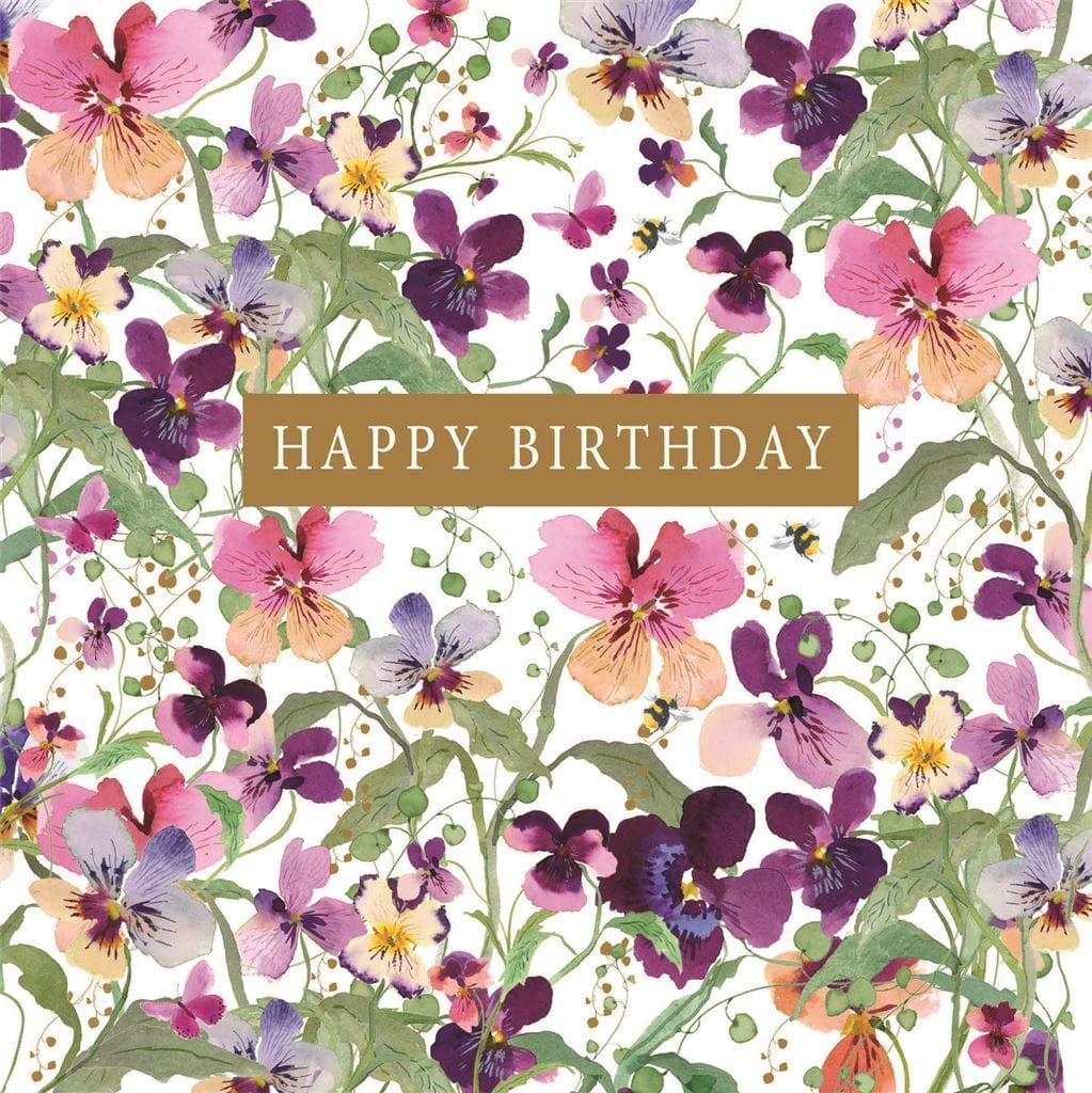 Pansies Birthday Card