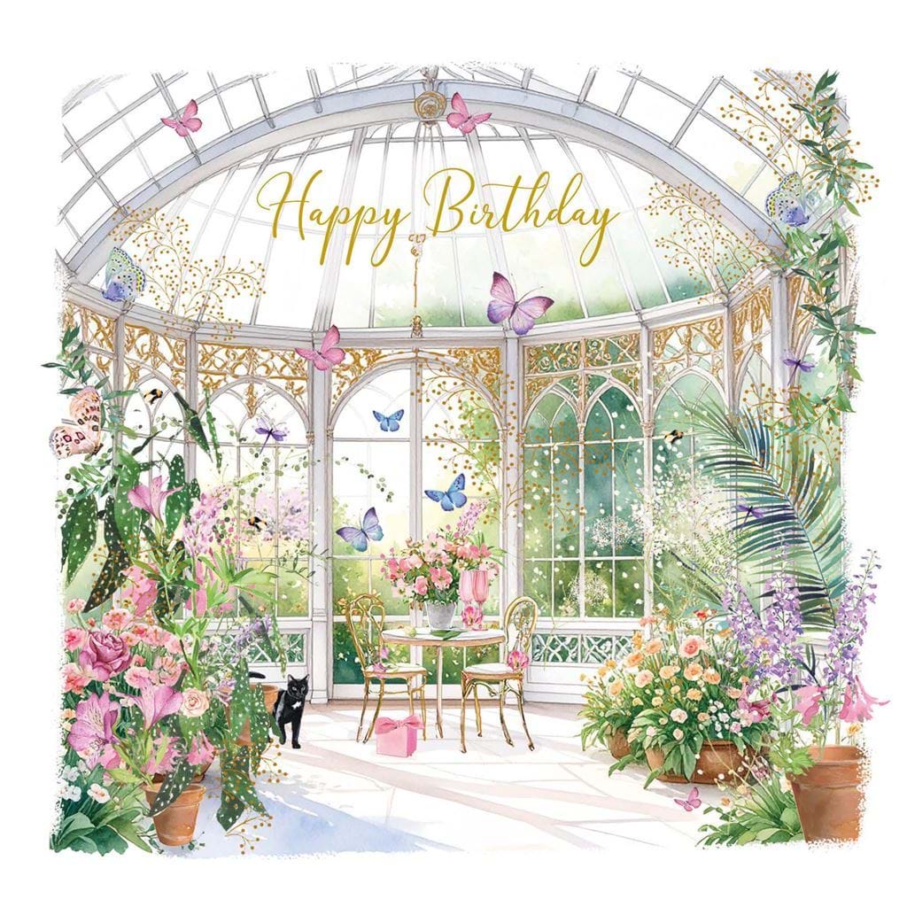 Floral Glasshouse Birthday Card
