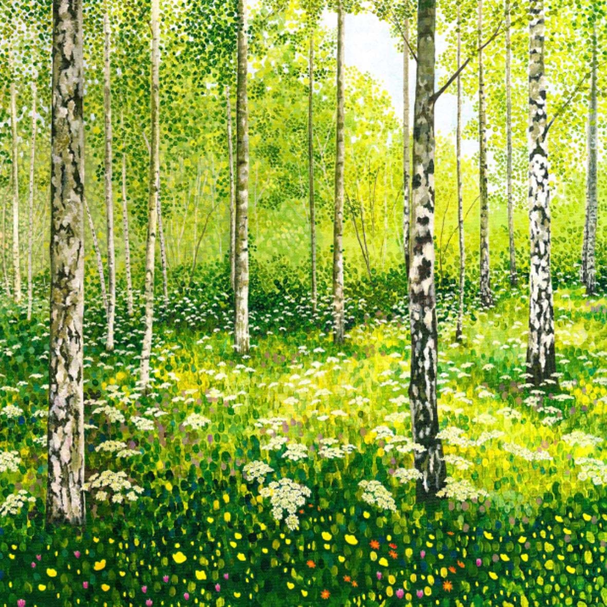 Silver Birch Copse Greeting Card