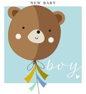 Bear Balloon New Baby Boy Card