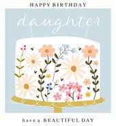 Flower Cake Daughter Birthday Card